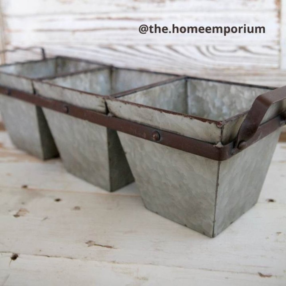 Rustic Gray Metal Snack Tray - Picture 8 of 8